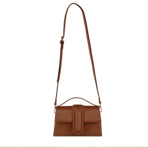Kayla + Ava Miranda Luxe Vegan Leather Crossbody Bag Purse Cognac Brown